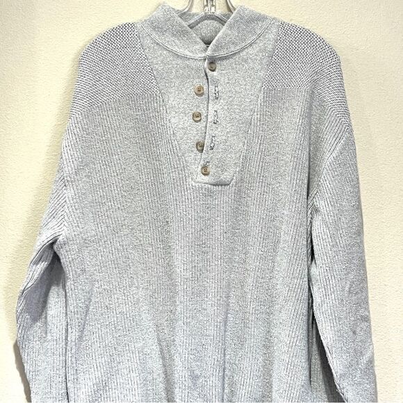 Vintage LL Bean Chunky Knit Sweater Cotton Made in USA Grey Men's Size XL Tall - Picture 1 of 12